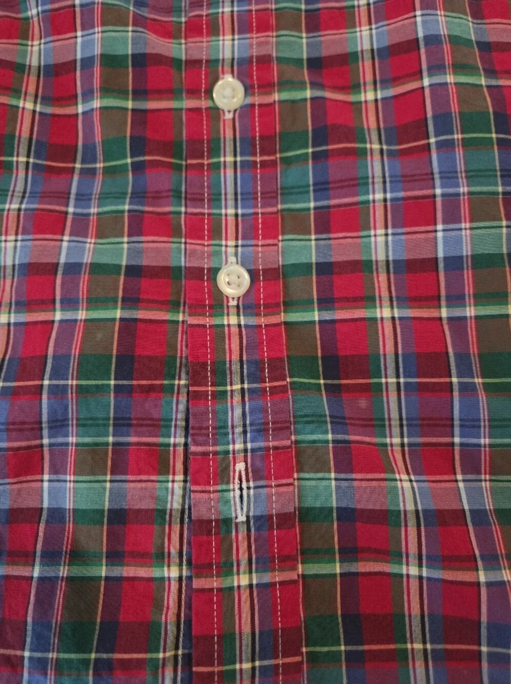 Boy's Red & Green Plaid Button-Down Shirt